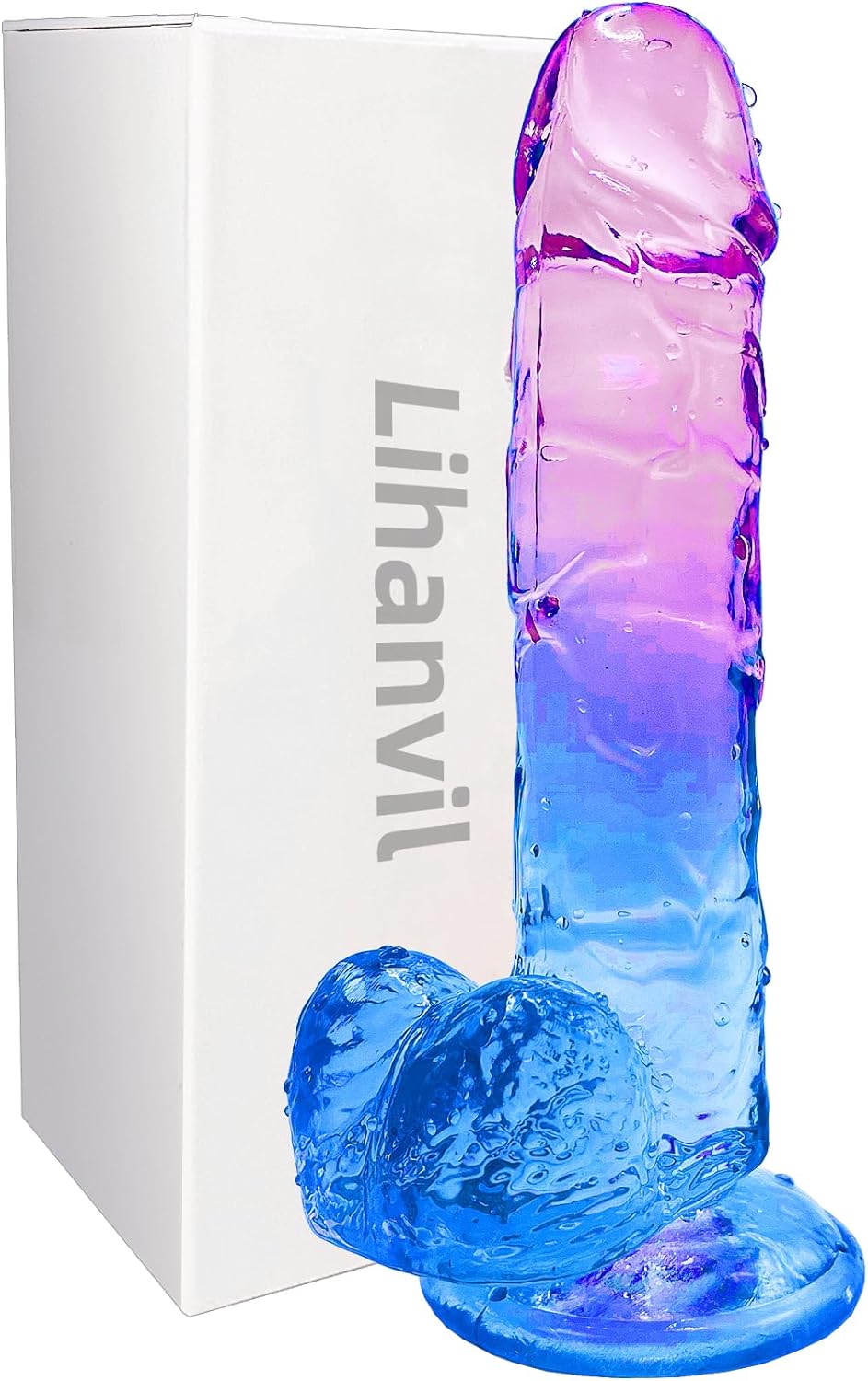 Realistic Dildo Clear Silicone 7.8" Red-Purple Gradient Adult Sex G-spot Dildo with Strong Suction Cup for Women Hands-Free Play Flexible Soft Penis Dong. Toys for Vaginal and Anal Stimulation
