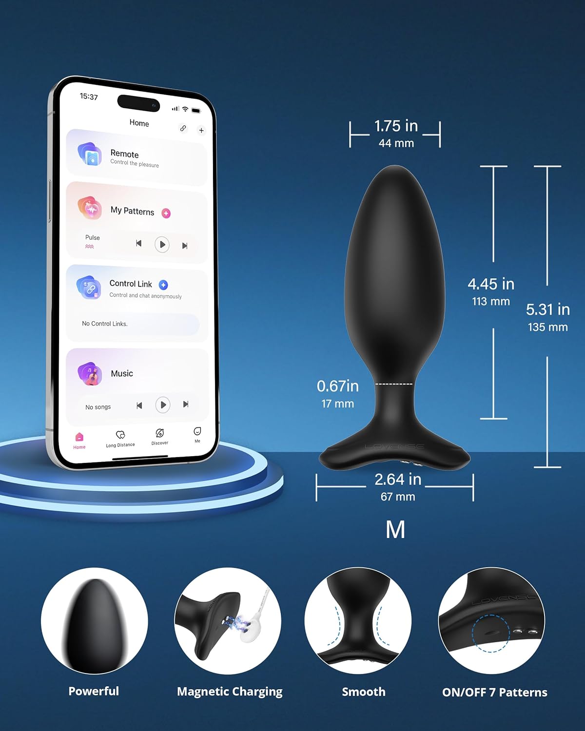 LOVENSE Hush 2 Vibrating Butt Plug 1.75. Silicone Anal Vibrator for Men with Remote Control. Waterproof and Rechargeable Big Plug Vibration Machine for Women. Adult Anal Plug Sex Toys for Couples