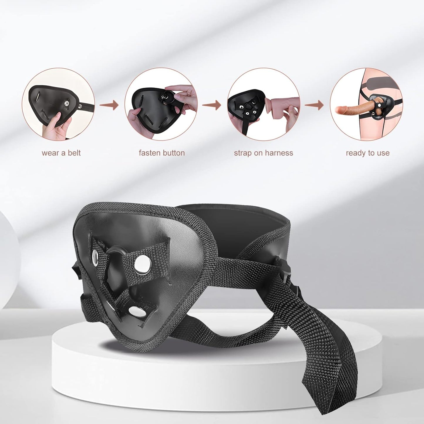 Strap-on Realistic Vibrating Dildo Wearable Harness with Bullet Vibrator. Detachable Silicone G-Spot Stimulator. Vagina Massager Female Masturbator Sex Toys for Women Lesbian Couple (Flesh)