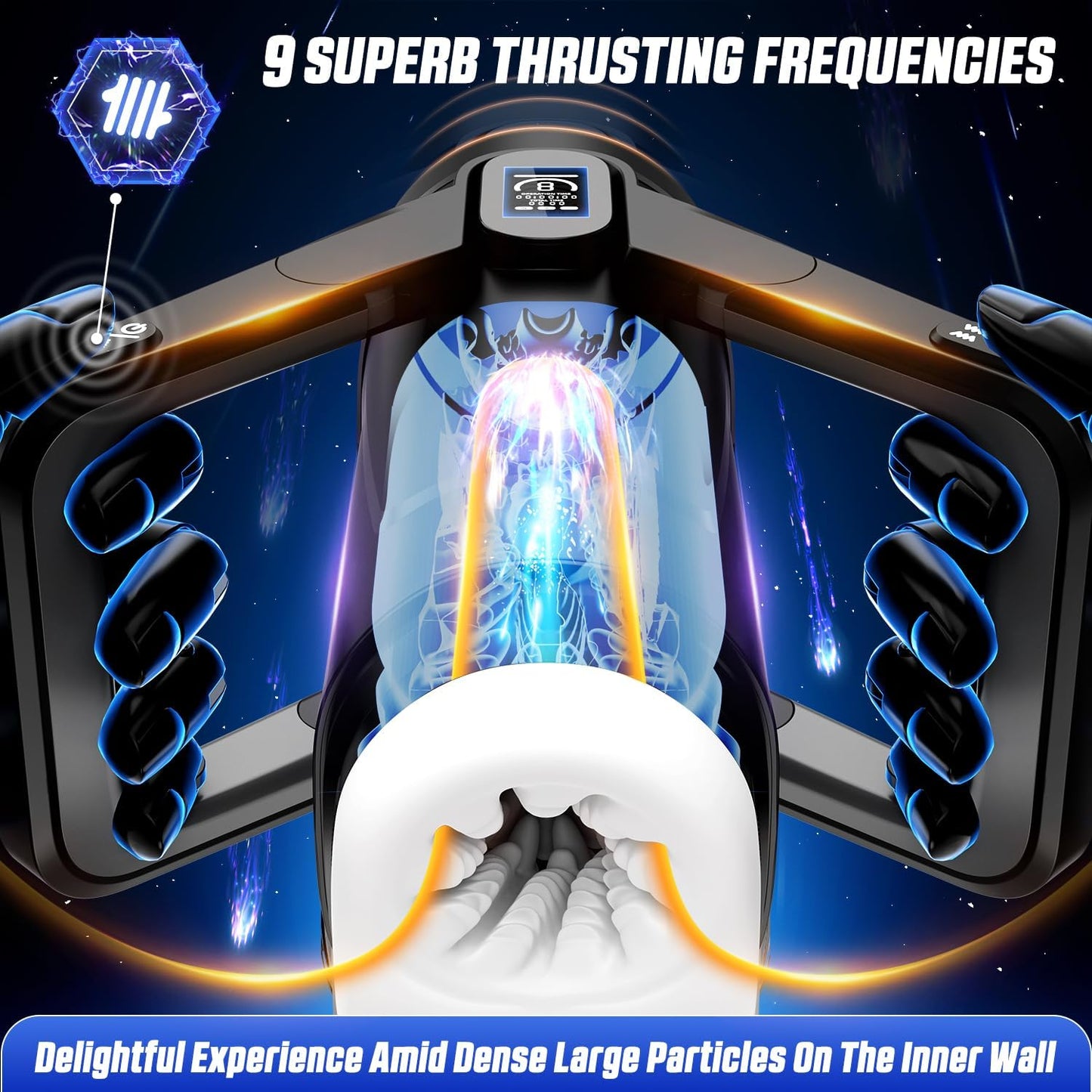 Automatic Male Masturbator Sex Toys for Men - Male Sex Toy with 9 Thrusting & 9 Scrotal Vibrations & Wing Handle Design with LCD Display Penis Pump. Pocket Pussy Sex Machine. Adult Sex Toys & Games