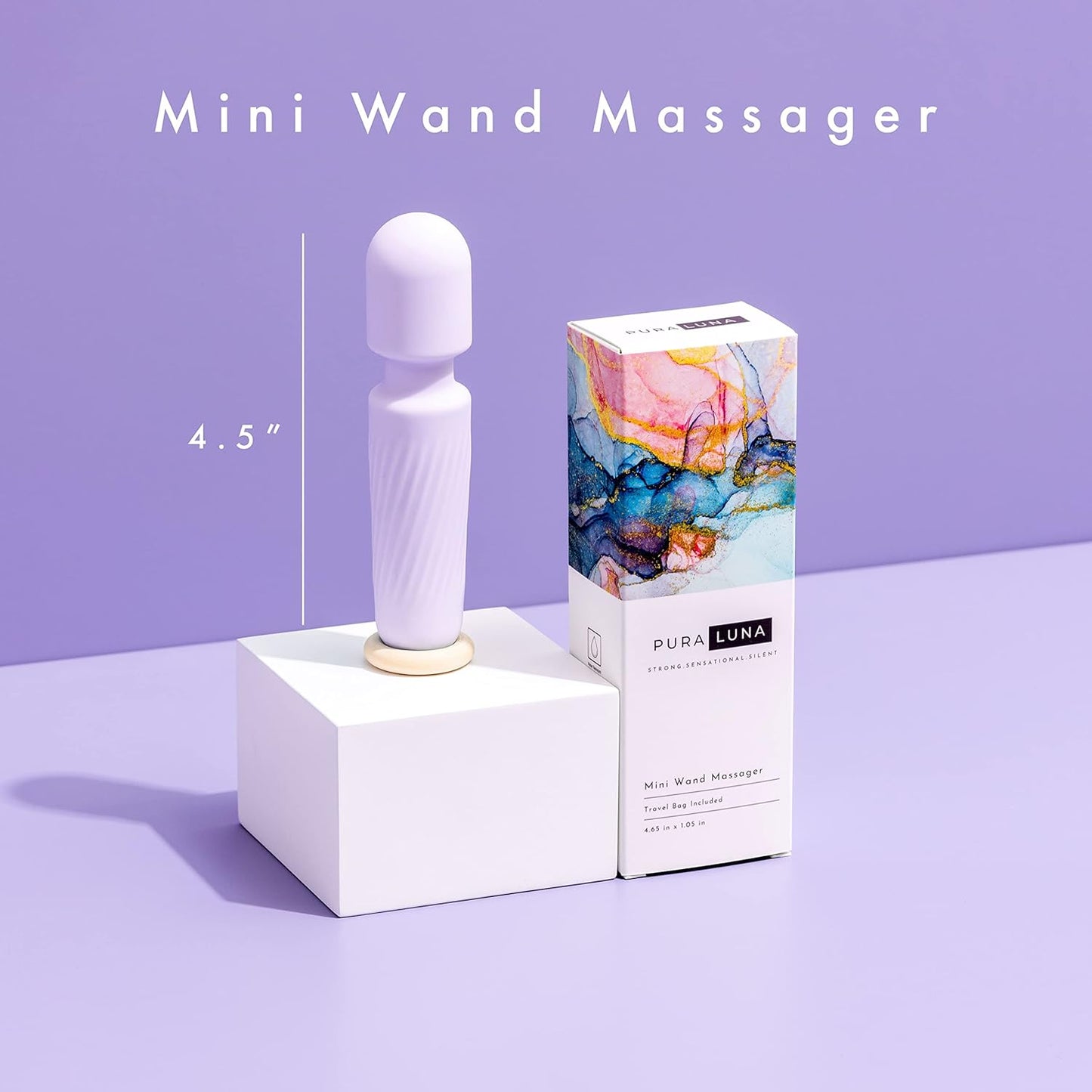Mini Personal Massager - Travel Bag Included - Waterproof. Quiet. Powerful & USB Rechargeable with 10 Vibration Modes (Light Purple)