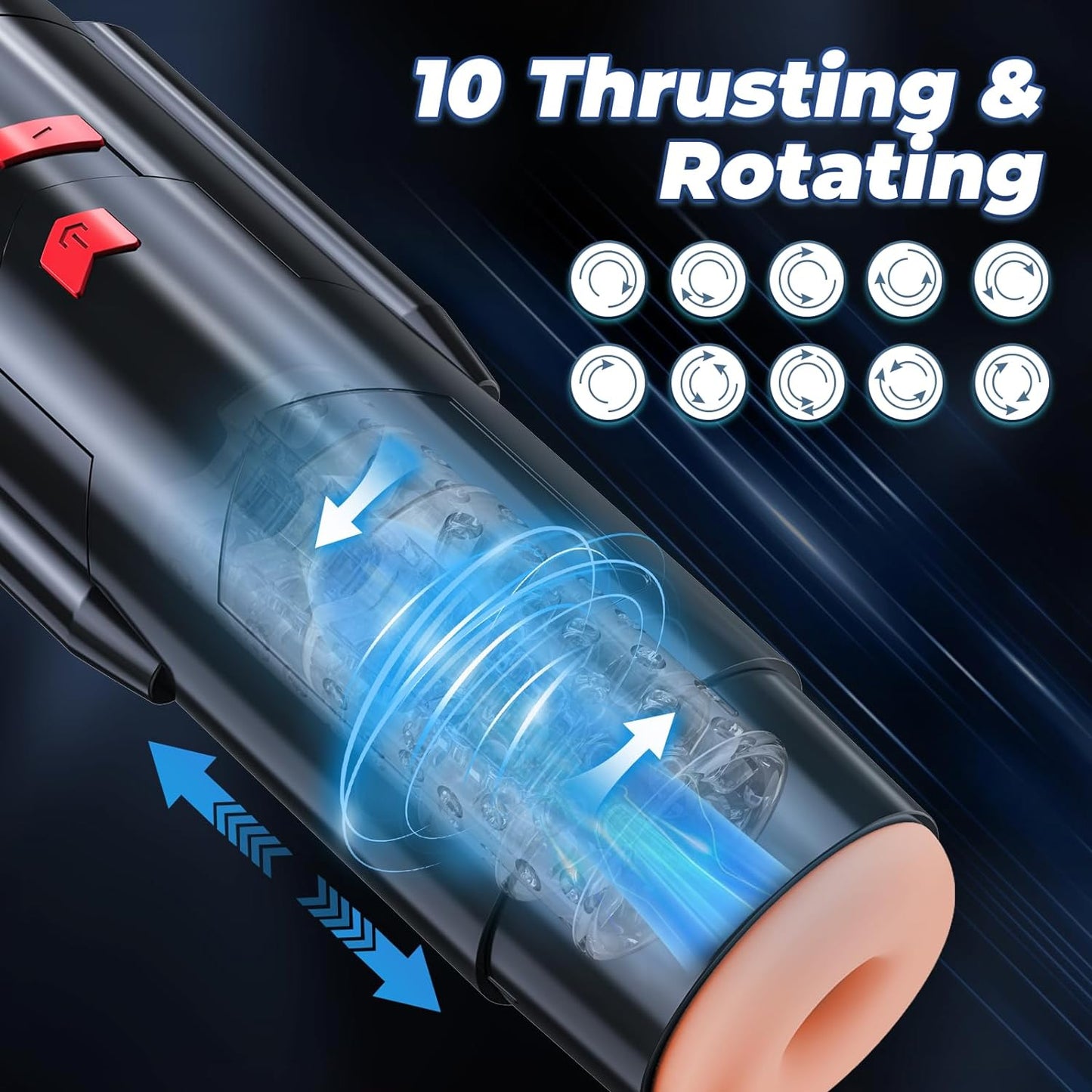 Sex Toy Male Masturbators Cup: Automatic Adult Toys with Rotating & Thrusting Hand-Free Pocket Pussy Stroker with Realistic Silicone Sleeve - Erotic Penis Games for Men Electric Men Blowjob Machine