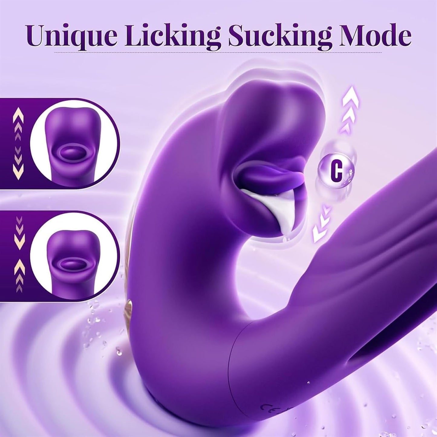 3-in-1 Tongue Licking, Finger Flapping, G-Spot Dildo Vibrator Sex Toy for Women, Clitoral Stimulation Massager, Adult Masturbator
