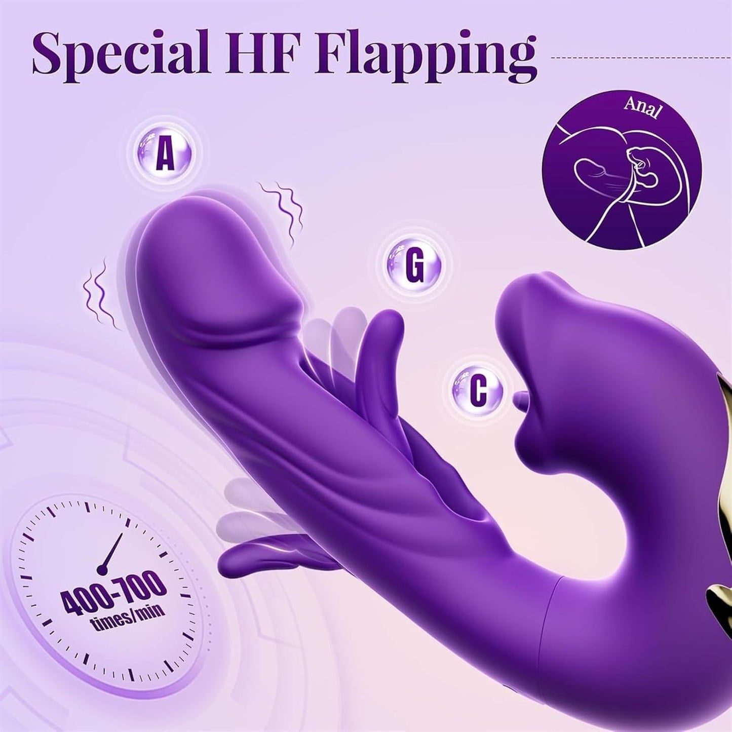 3-in-1 Tongue Licking, Finger Flapping, G-Spot Dildo Vibrator Sex Toy for Women, Clitoral Stimulation Massager, Adult Masturbator