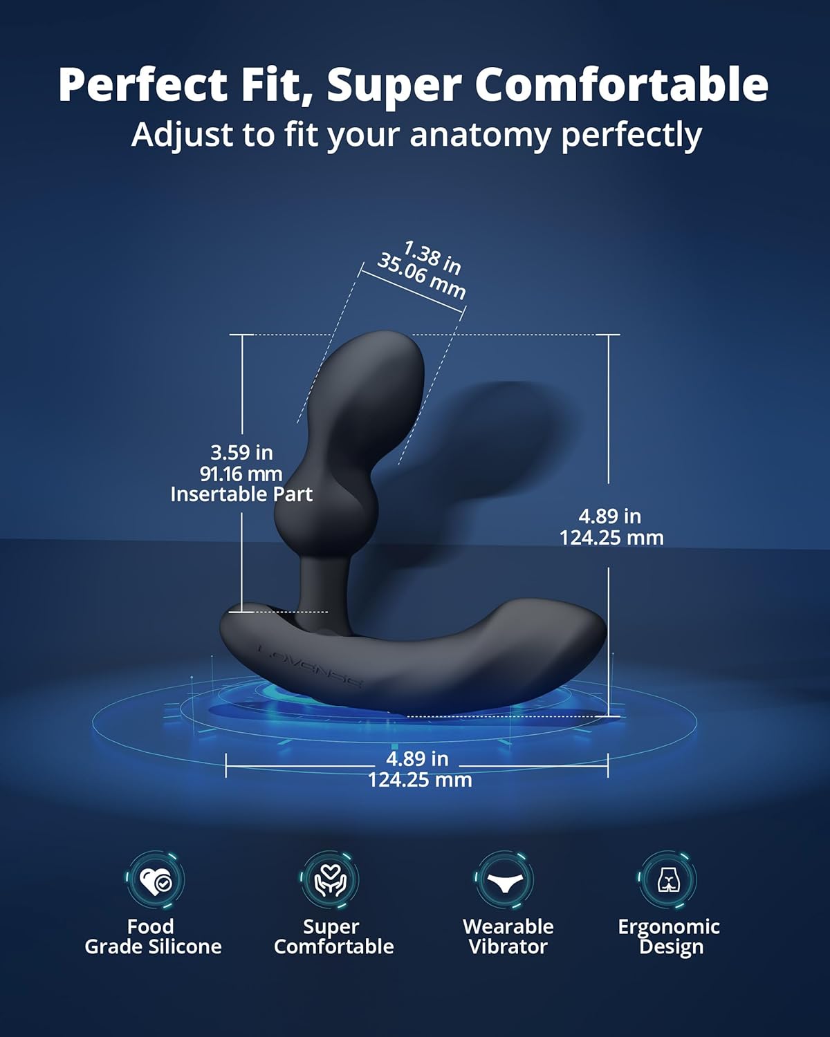 LOVENSE Edge 2 Prostate Massager Vibrator Sex Toys for Men. APP Remote Control Vibrating Butt Plug with Powerful Vibrations Adult Sex Toys & Games for Beginner Advanced Player