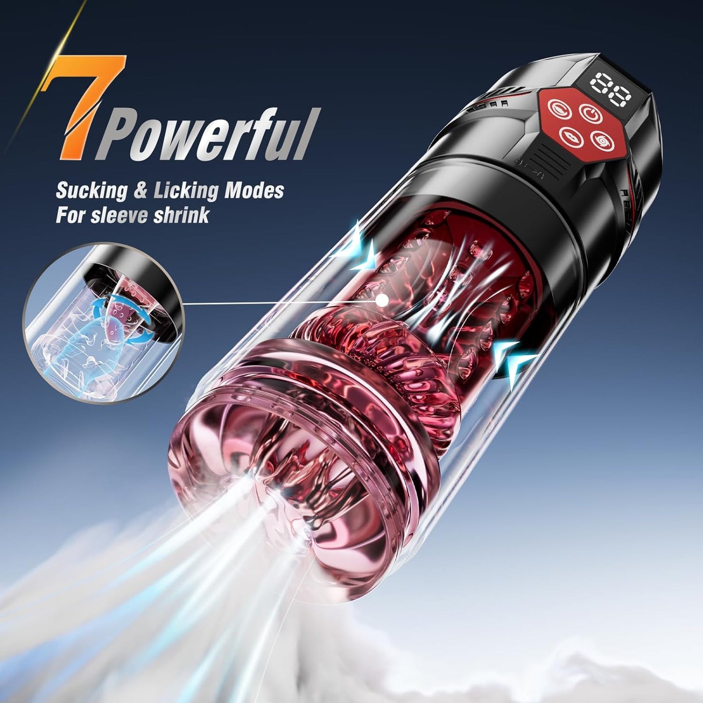 Male Masturbator Penis Pump - Male Sex Toys for Men with Upgraded 12 S Vacuum Pump & 7 Thrusting Rotating Vibrating Sucking Licking LCD Adult Toys Men's Sex Toys Pumps & Enlargers