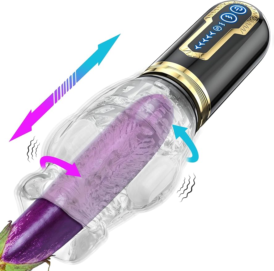 Automatic Blowjob Male Masturbator. Adult Sex Toys for Men. 7 Vibrating & 5 Rotating & 5 Thrusting Modes with Penis Stimulation. Rotating Male Masturbation Pocket Pussy for Men Pleasure Realistic