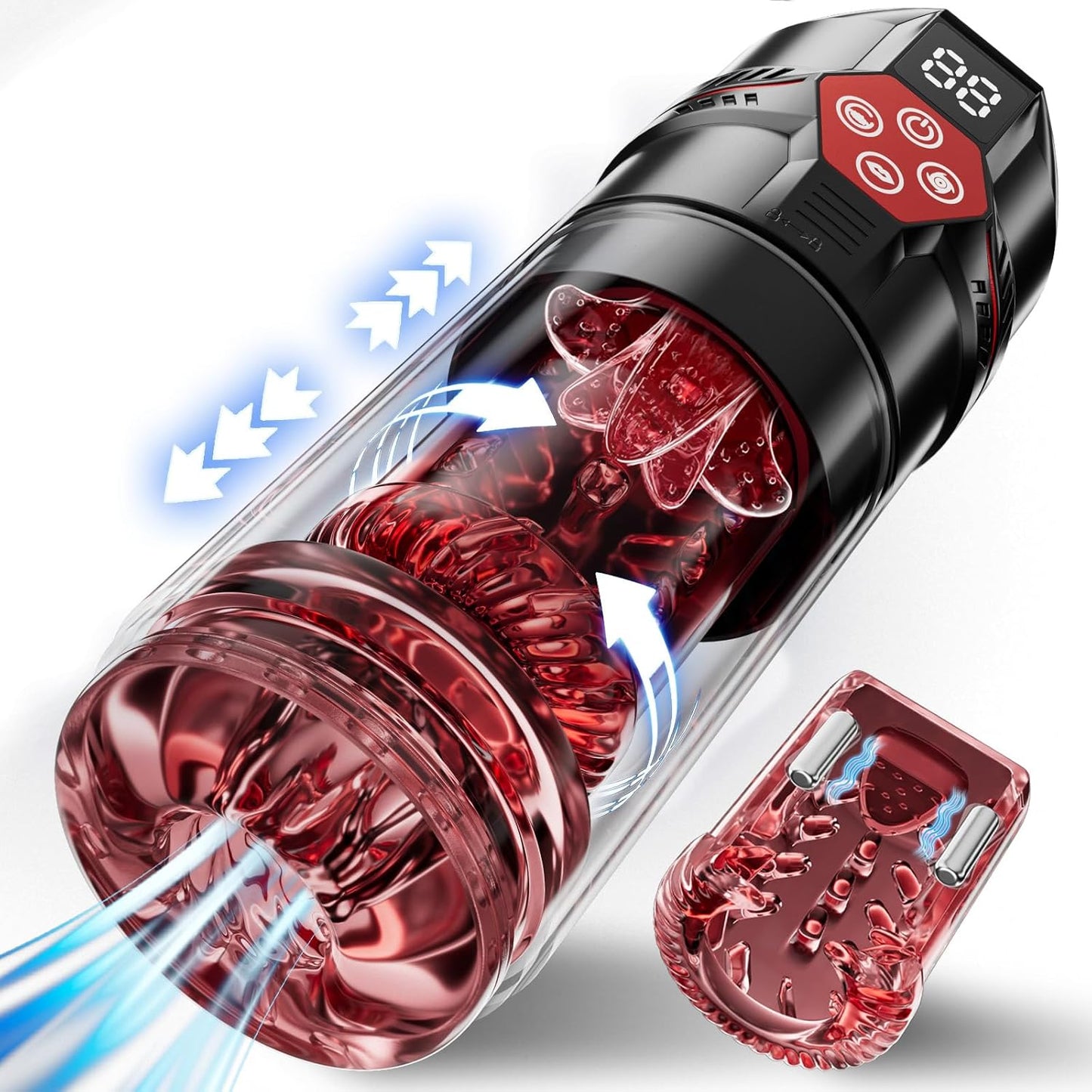 Male Masturbator Penis Pump - Male Sex Toys for Men with Upgraded 12 S Vacuum Pump & 7 Thrusting Rotating Vibrating Sucking Licking LCD Adult Toys Men's Sex Toys Pumps & Enlargers