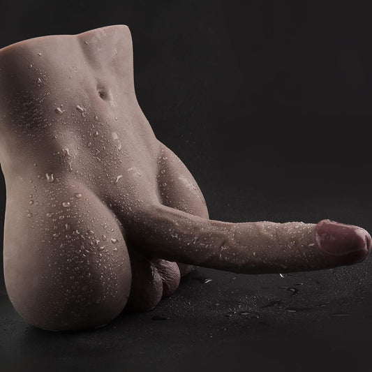 Torso Male Sex Doll with Flexible Dildo Realistic Huge Cock. Black Men Sex Dolls for Women Tight Anal Hole 8in Cock for Female Masturbation. Unisex Masturbator Toy for Gay Couple 6.2lb