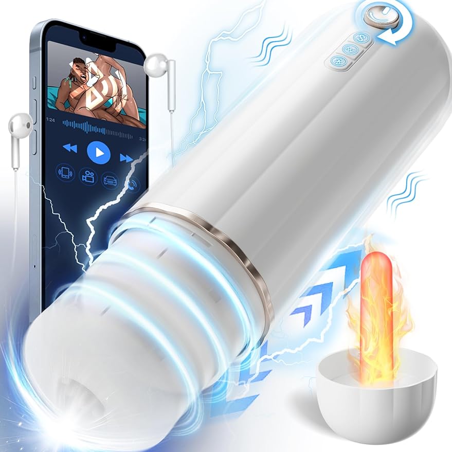 6-in-1 Automatic Male Masturbator. Male Masturbator Toy with CVT Thrusting & 10 Vibration Modes. Bluetooth Control Electric Pocket Pussy Stroker with Heating. Sex Toys for Men Masturbation with Headphones.