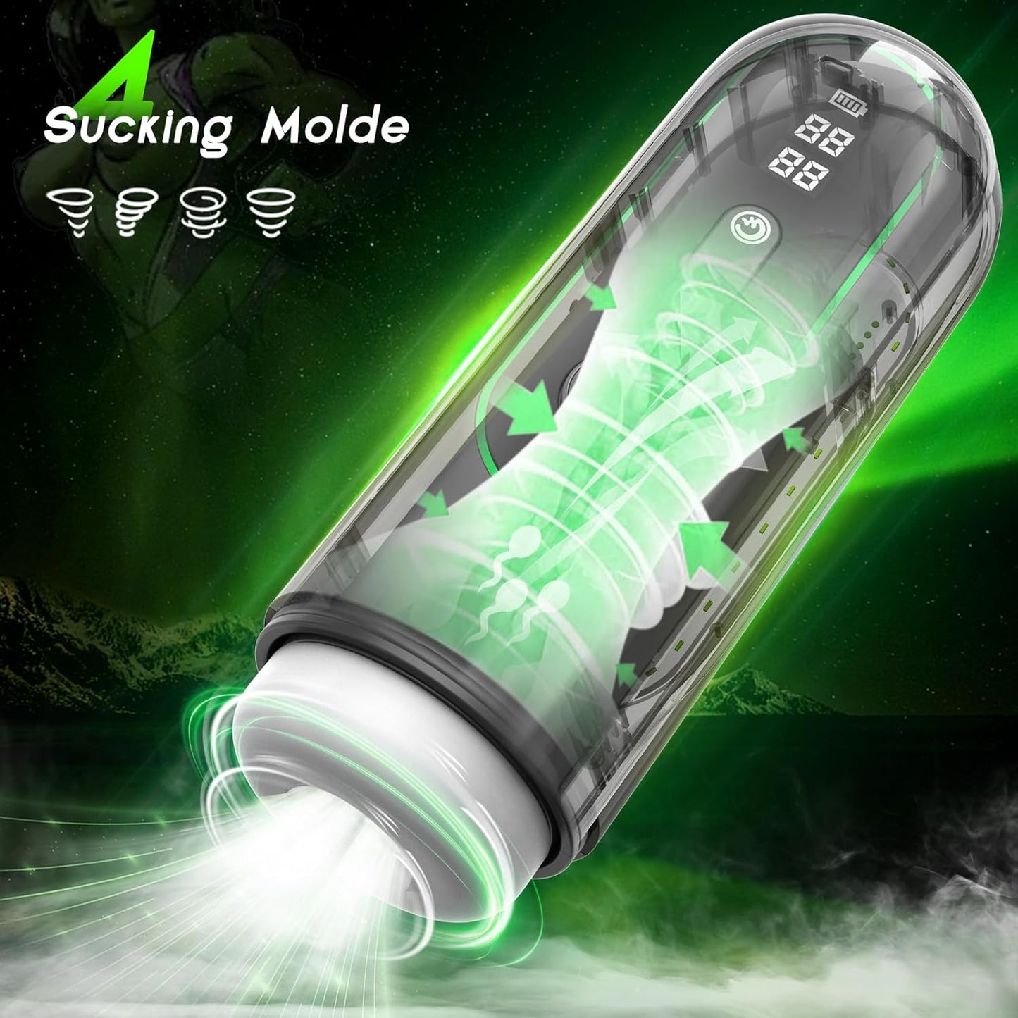 Automatic Male Masturbator Sex Toy for Men. Sucking, High-Speed Thrusting, Vibration, and Heating Masturbation. Electric Pocket Pussy Stroker with LCD Display and Penis Pump. Adult Toy Sex Blowjob Machine
