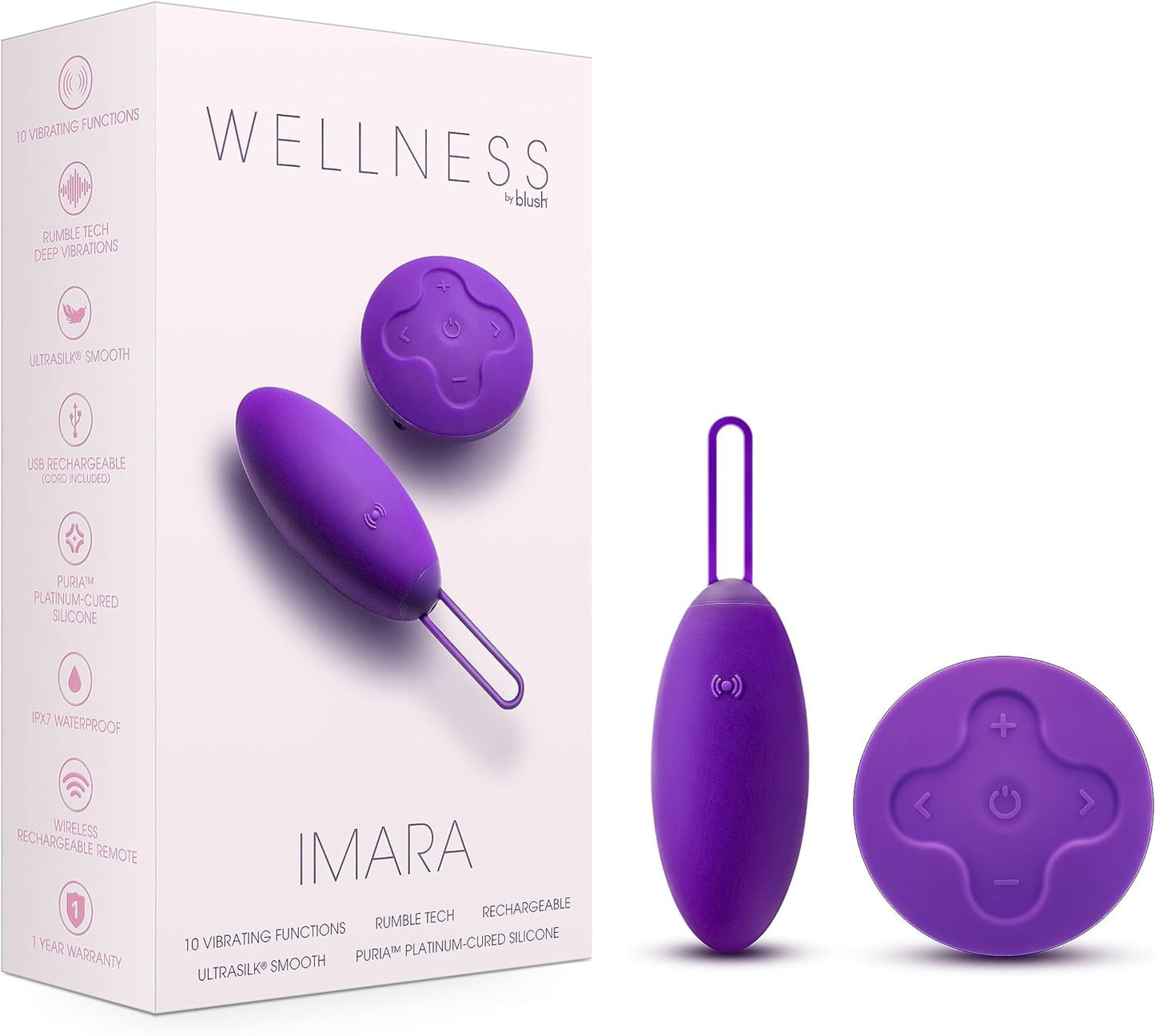 Blush Wellness Dual Sense - Innovative Touch-Sensitive Ultra Soft Silicone Massage Wand - Targets Sore Muscles - 10 Powerful Rumbly Vibration Functions On Both Ends of Massager - IPX7 Waterproof