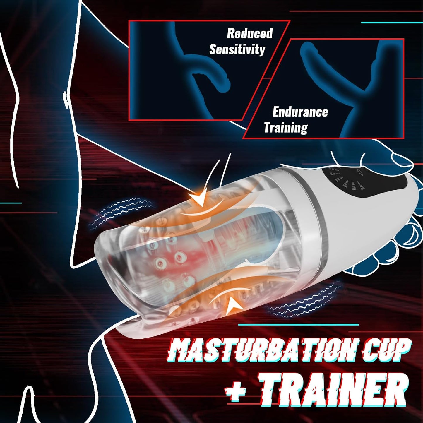 Triple Motor Automatic Male Masturbator Cup Oral Male Sex Toy. 5 Biting & 8 Vibrating Penis Stroker. Blowjob Glans Vibrator with Realistic Throat Structure Adult Sex Toys Pocket Pussy for Men Pleasure