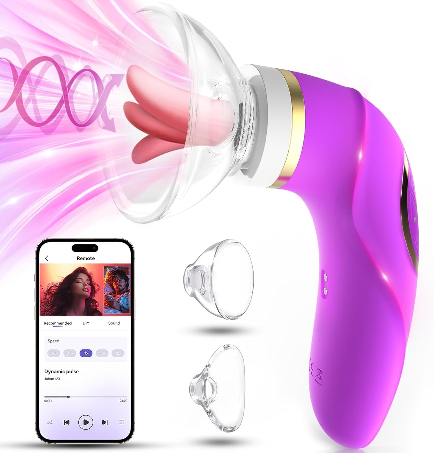 Sucking Vibrator Womens Sex Toys - Upgraded APP Adult Toys. 5 Tongue Licking Vibrators. 8 Auto & 1 Manual Suction Sex Toy. Nipples Anal Clitoral G Spot Vibrator Stimulator for Female Couples Sex Toys