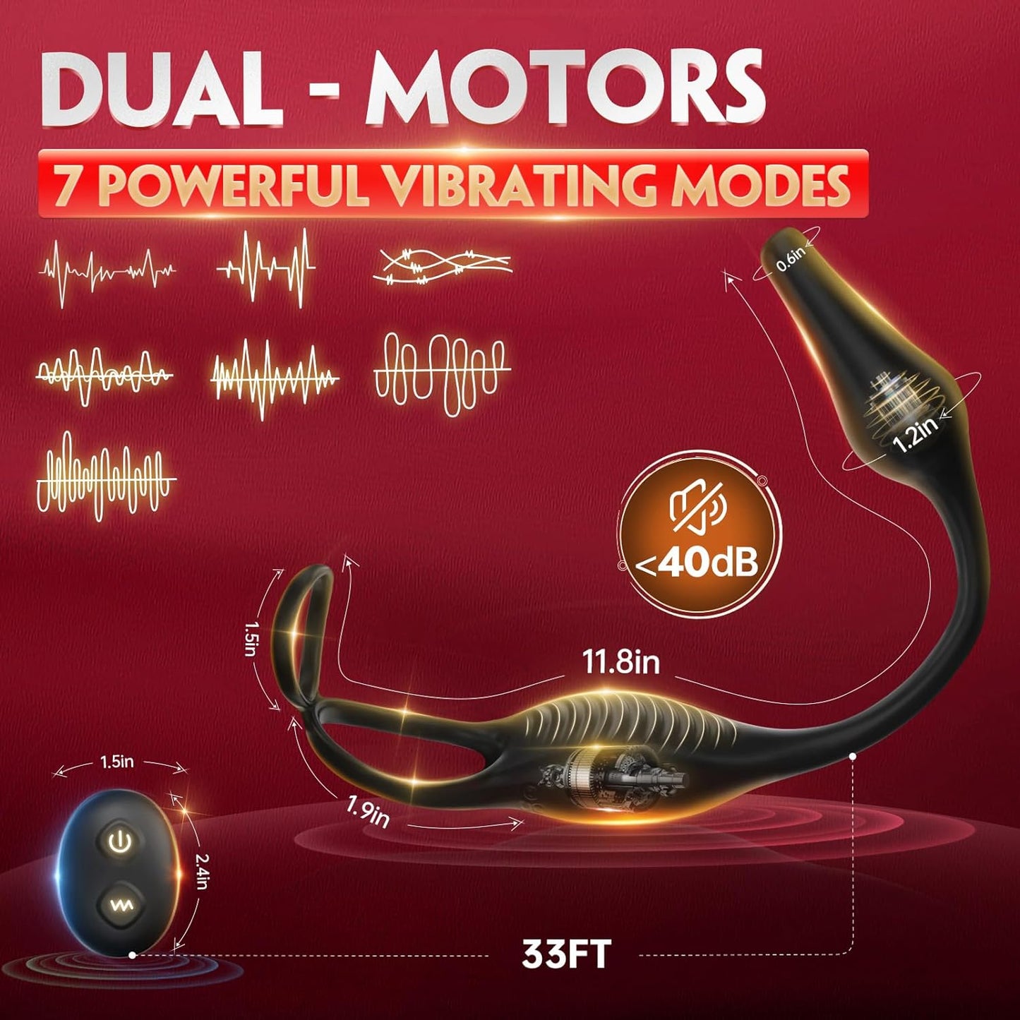 Male Sex Toys for Men Prostate Massager - 4-in-1 Vibrating Cock Ring Penis Ring with Remote Control. 7 Modes Anal Toys Butt Plug G Spot Vibrator Dildo Vibrating Anal Plug Adult Sex Toy for Couples Men