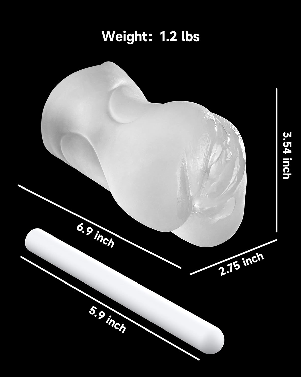 3-in-1 Male Masturbator Realistic Pocket Pussy with Drying Stick & Waterproof Storage Bag. Onahole Double-Ended Male Sex Toy Mouth Tongue Textured Vagina & Tight Anus for Men Masturbation (Clear)
