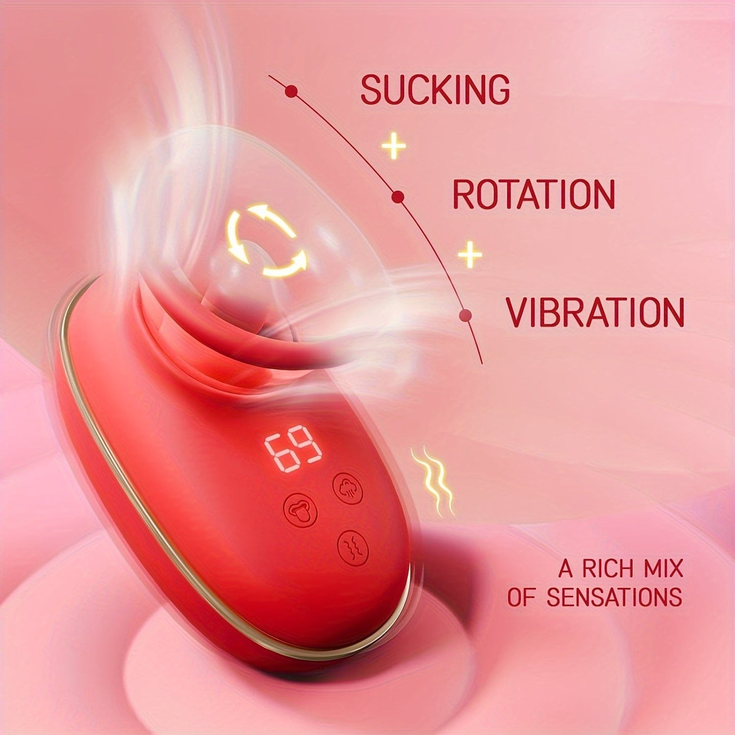 Rose Massager 9 Frequency Vibration. 9 Frequency Tongue Licking. 3 Frequency Sucking. Adult Female Masturbation Sex Toy