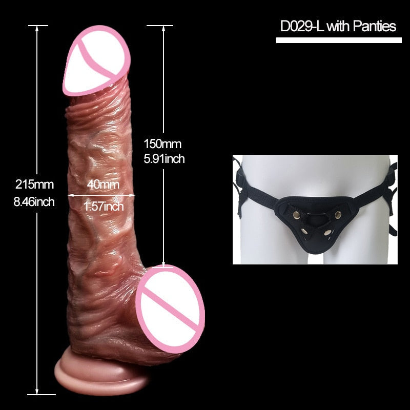 8.5นิ้วสมจริง Penis สำหรับผู้หญิงเลื่อน Foreskin Dildo ดูดถ้วย Dildos หญิง Masturbator Big Dick ผู้ใหญ่ Anal เซ็กซ์ทอย Shop