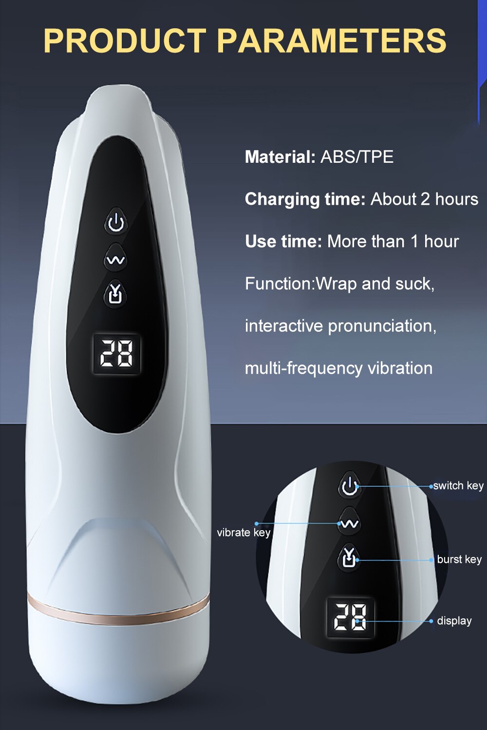 8 Frequencies Smart Interactive Sound-Activated Suction Automatic Vibrating Suction Aircraft Cup Sex Toy for Men
