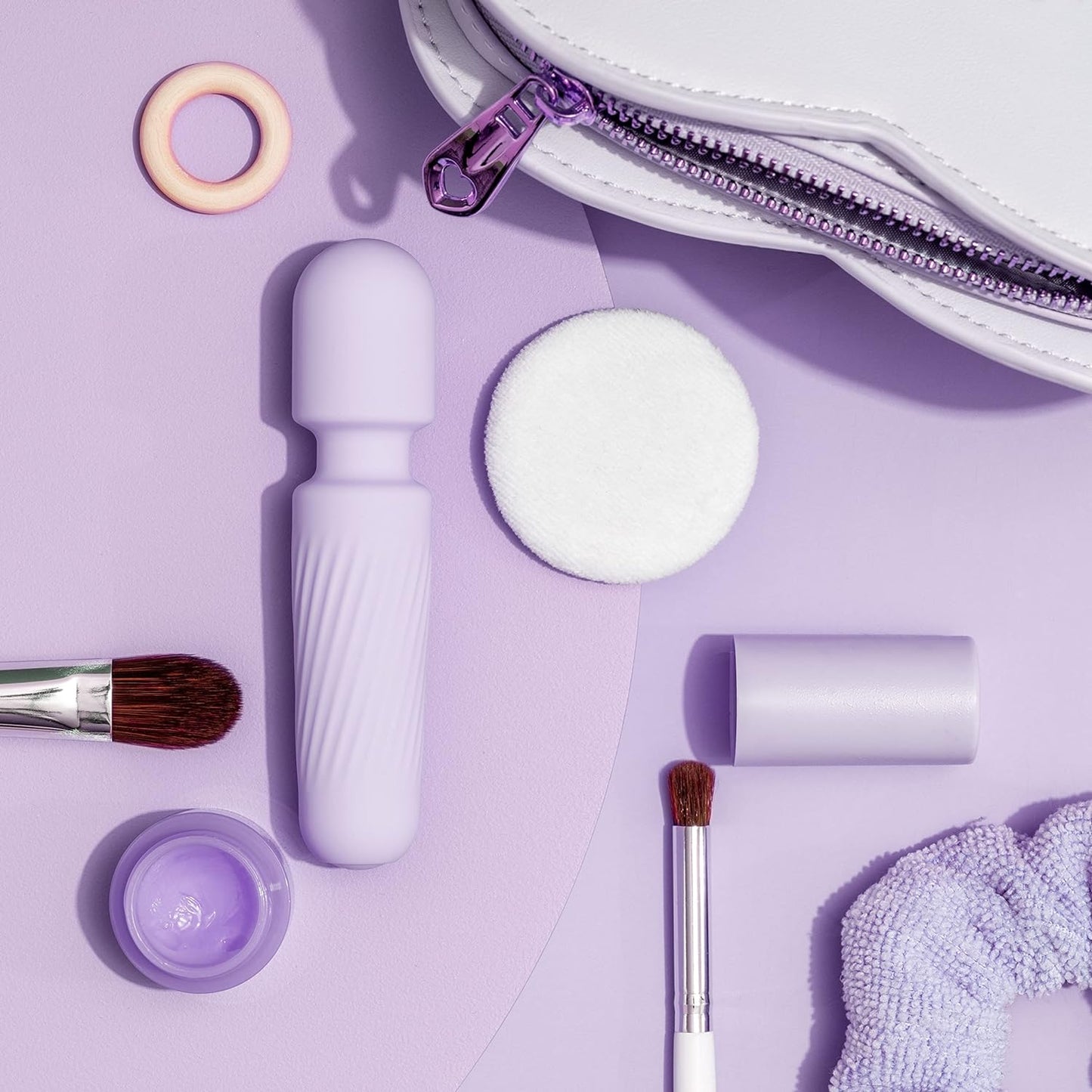 Mini Personal Massager - Travel Bag Included - Waterproof. Quiet. Powerful & USB Rechargeable with 10 Vibration Modes (Light Purple)