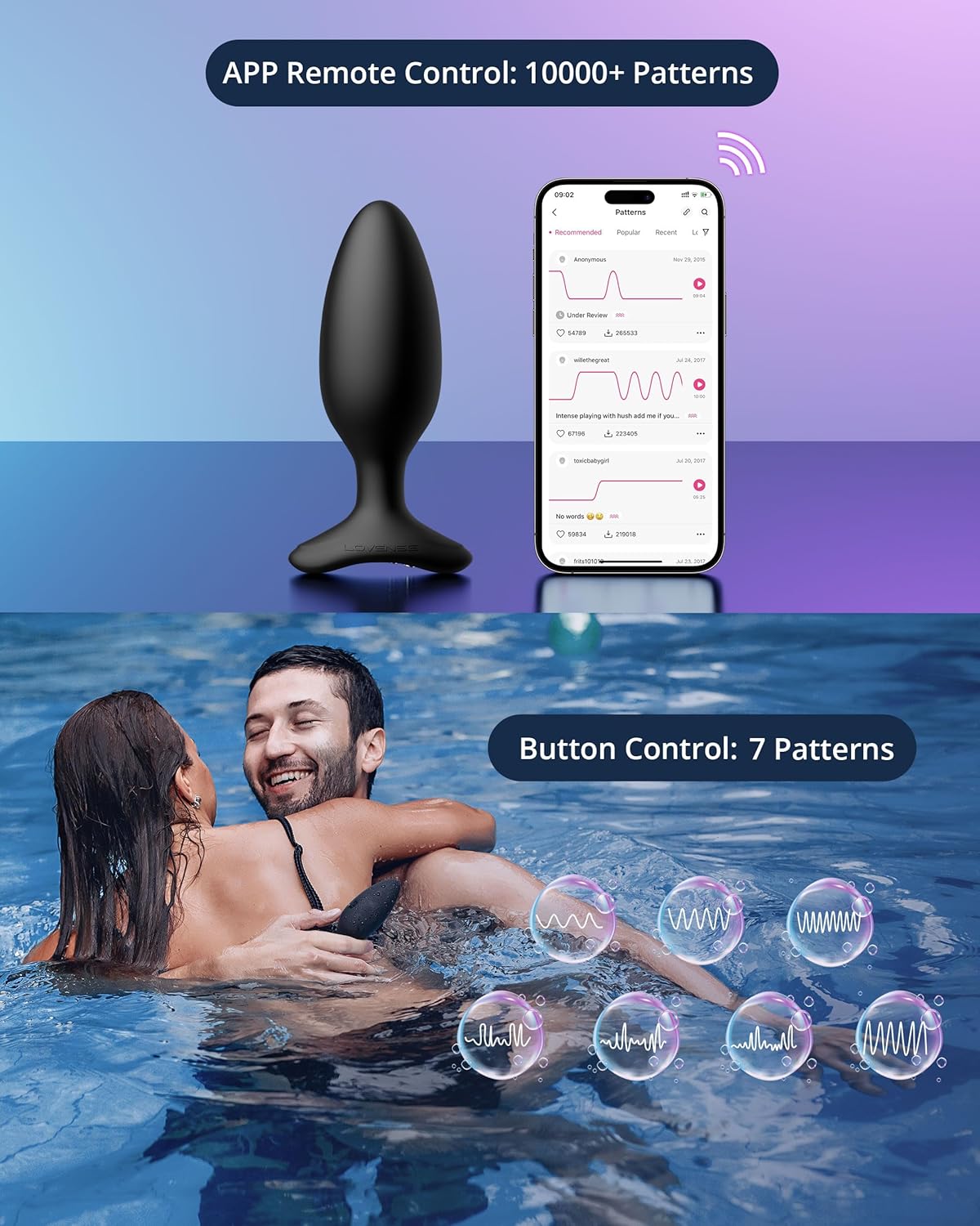 LOVENSE Hush 2 Vibrating Butt Plug 1.75. Silicone Anal Vibrator for Men with Remote Control. Waterproof and Rechargeable Big Plug Vibration Machine for Women. Adult Anal Plug Sex Toys for Couples