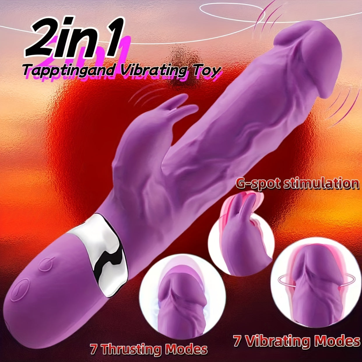 Realistic Rabbit Silicone Vibrator with 10 Powerful Vibration Modes - G-spot Stimulation. Clitoral Massager. Rechargeable - Adult Toy for Couples