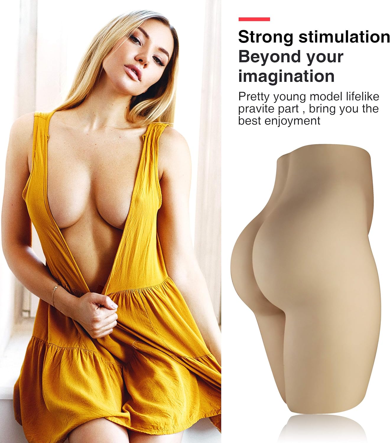 Realistic Sex Doll Male Masturbator - Jaspik 3D Beauty Hip Ass with Tight Virgin Vagina and Anal Stroker. Built-in Alloy Skeleton. Butt & Pussy Sex Toy for Men Masturbation