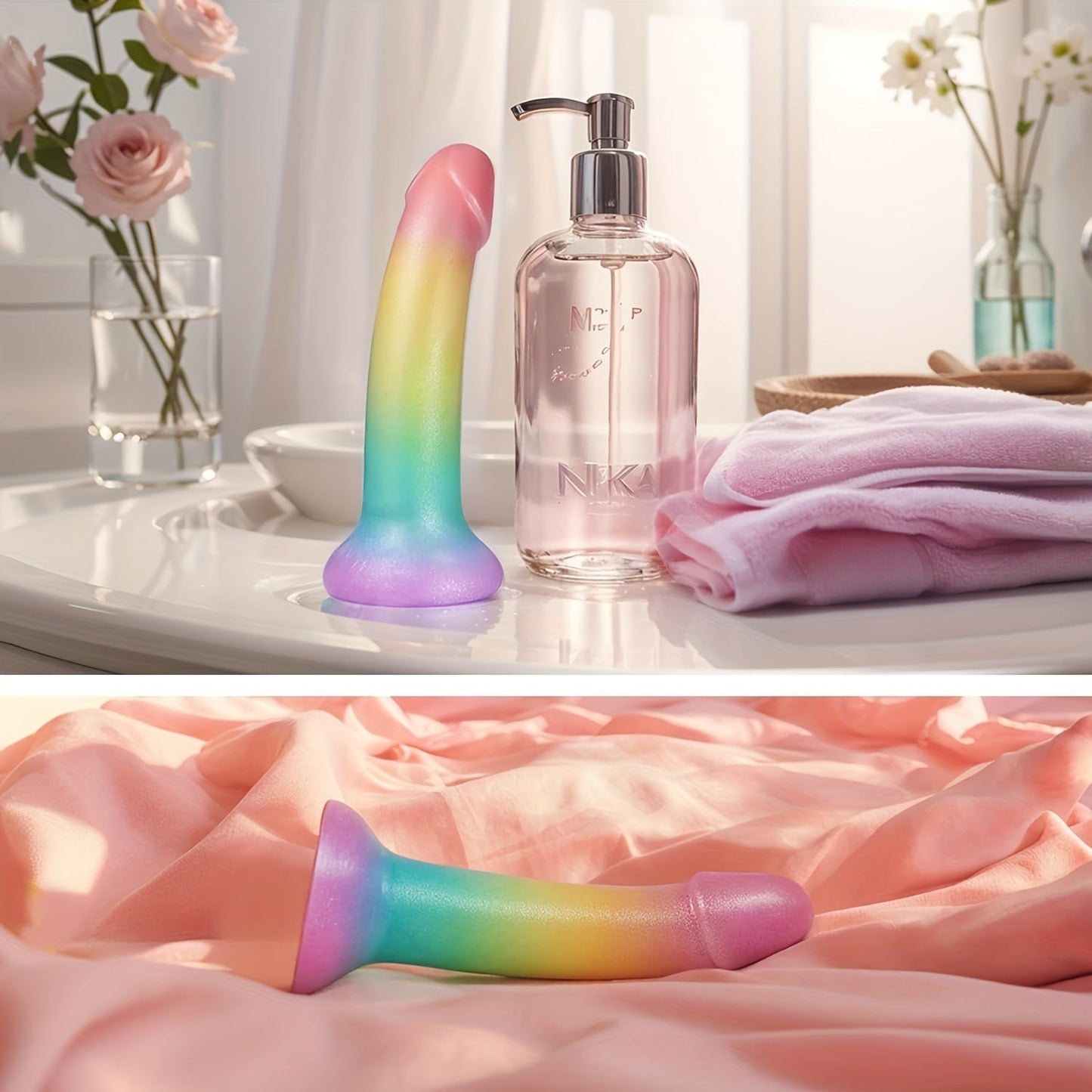 Liquid Silicone Soft Dildo. 7 Strap-On G-Spot Anal Suction Cup Dildos for Women's Pleasure. Pink Purple Fantasy Thin Women Adult Sex Toys Dildos for Beginners. Jelly Smooth Penis Female Sex Toy