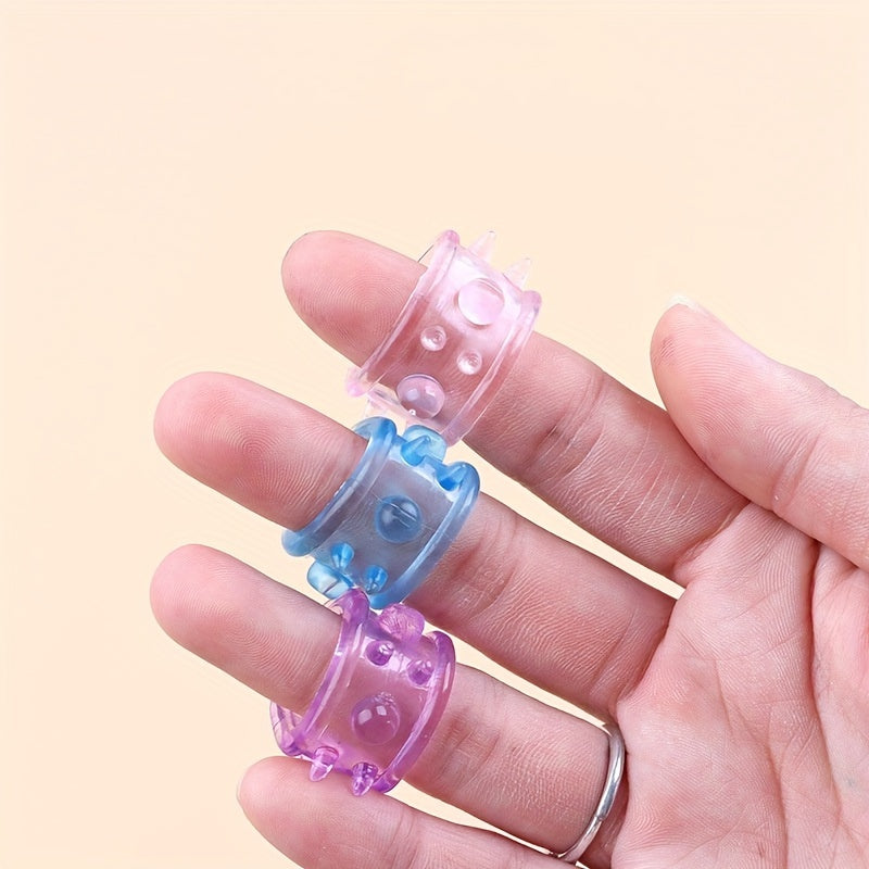 4pcs TPE Soft Penis Locking Ring Couple Sex Toys Transparent Crystal Ring Sperm Retention Barbed Penis Ring Adult Products