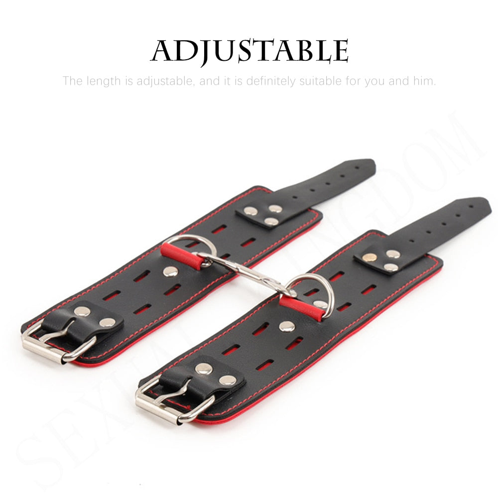 Adjustable Leather Handcuffs and Shackles BDSM Bondage Restraints Femdom Fun Adult Sex Bondage Sex Toys for Women and Couples