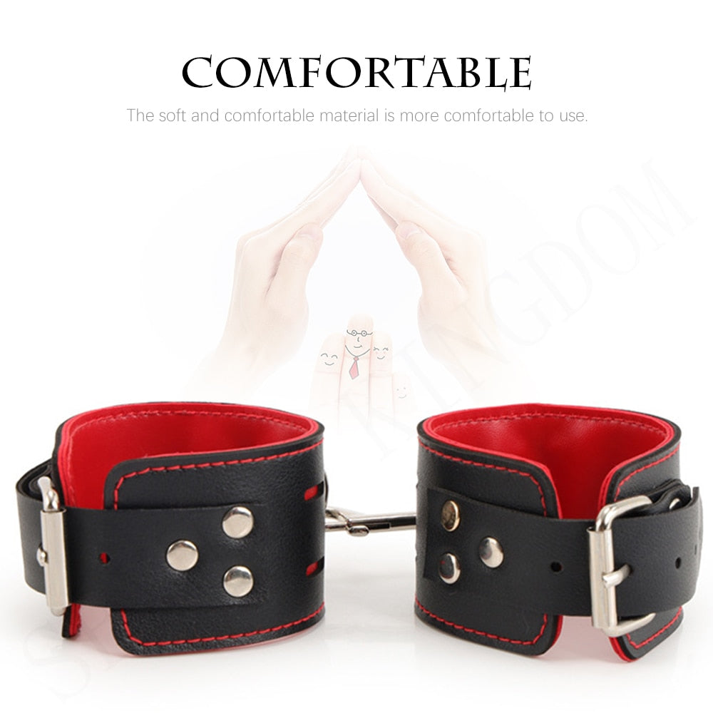 Adjustable Leather Handcuffs and Shackles BDSM Bondage Restraints Femdom Fun Adult Sex Bondage Sex Toys for Women and Couples