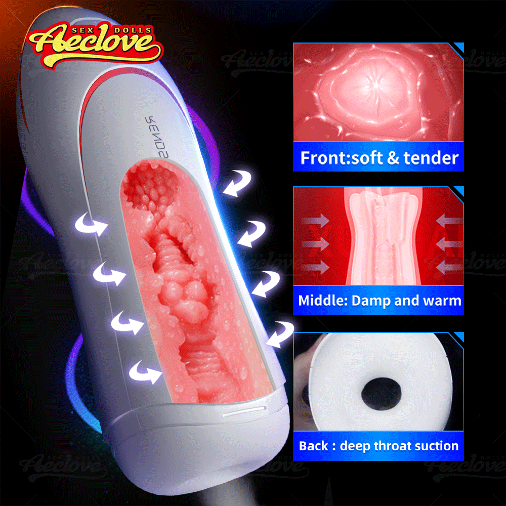 Aeclove Automatic Vibrators Male Masturbation Cup Homme Masturbator Suction Pocket Pussy Realistic TPE Vagina Sex Toys For Men