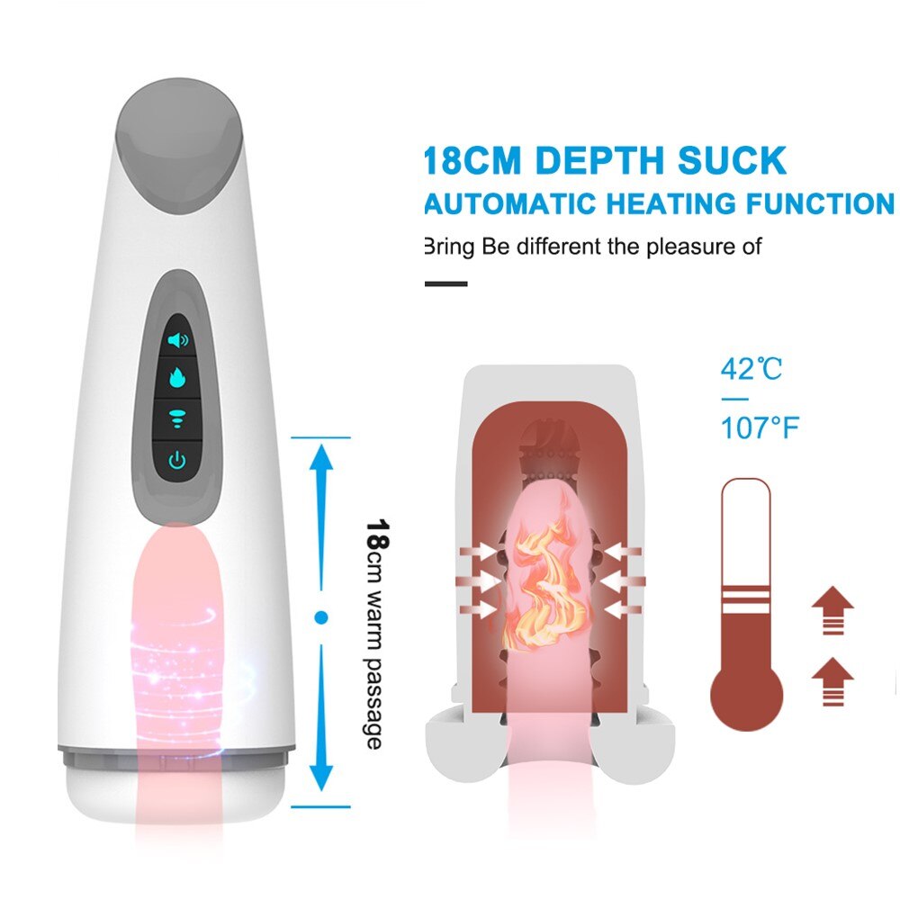 Air Heat Suction Male Masturbator Automatic Vacuum Sex Toy Erotic Oral BJ Cup Masturbation Vagina Masturbator for Women for Men