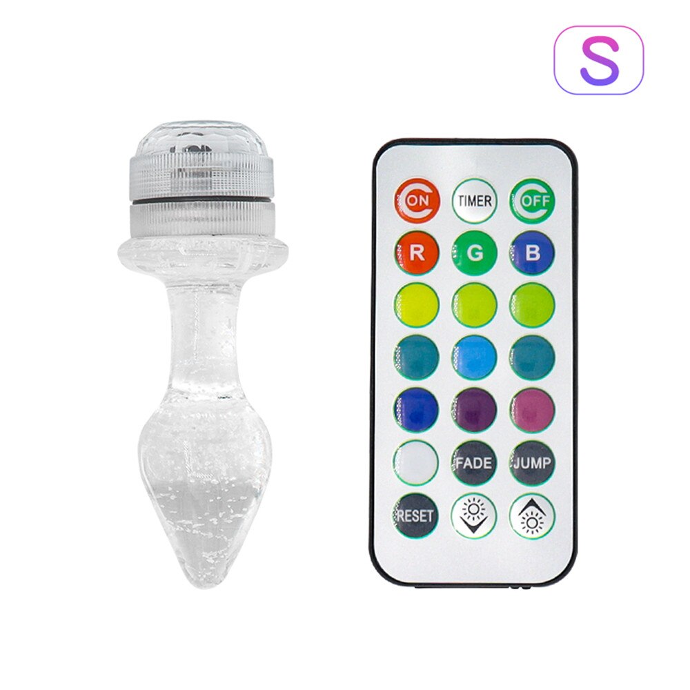 Crystal Anal Plug Vibrator Luminous Glass Plug LED Remote Control Dildo Vaginal Anal Massage Toy Buttplugs