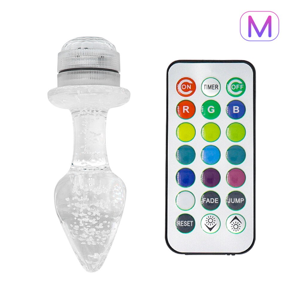 Crystal Anal Plug Vibrator Luminous Glass Plug LED Remote Control Dildo Vaginal Anal Massage Toy Buttplugs
