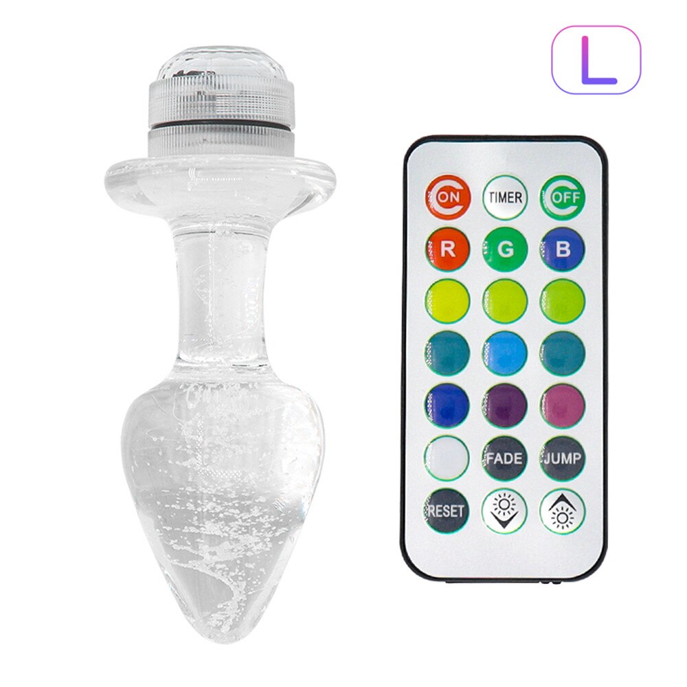 Crystal Anal Plug Vibrator Luminous Glass Plug LED Remote Control Dildo Vaginal Anal Massage Toy Buttplugs