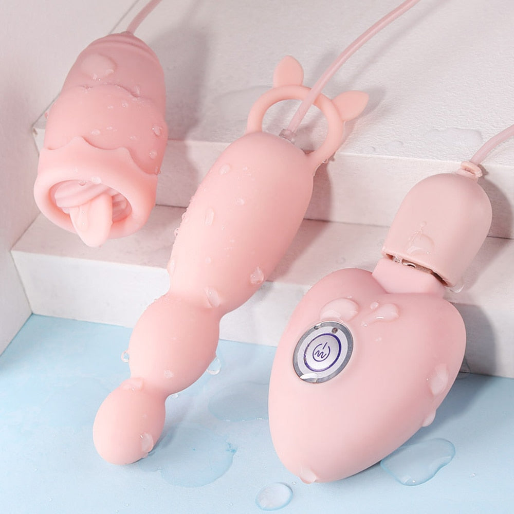 Anal Plug Vibrator, Tongue Vibrators, Clitoris Stimulator, Sex Toys for Women, Nipple Licking, USB Power, G-Spot Massage, Vibrating Egg
