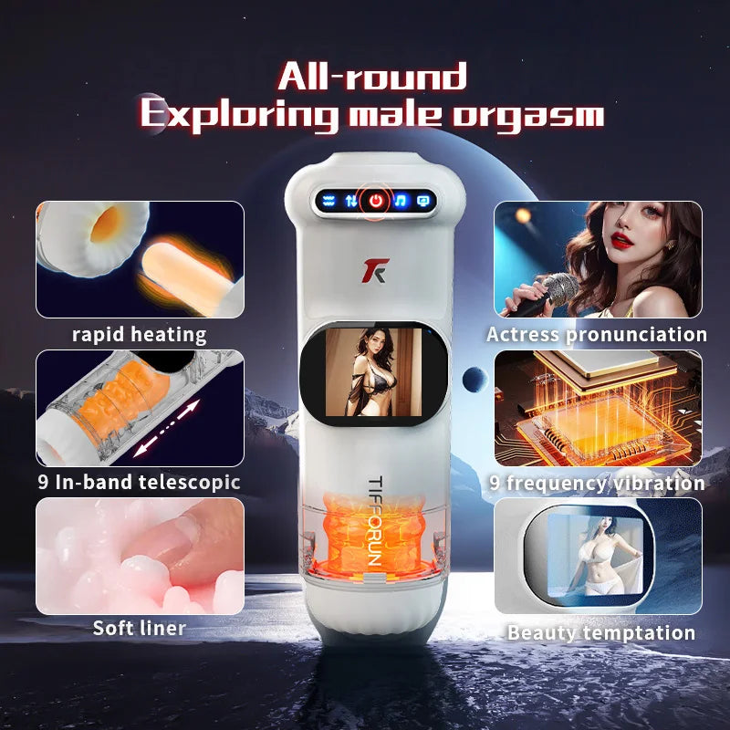Auto Male Masturbator Cup Automatic Telescopic Thrusting Real Vagina Vibrating Masturbation Cup Blowjob Heating Sex Toy for Men