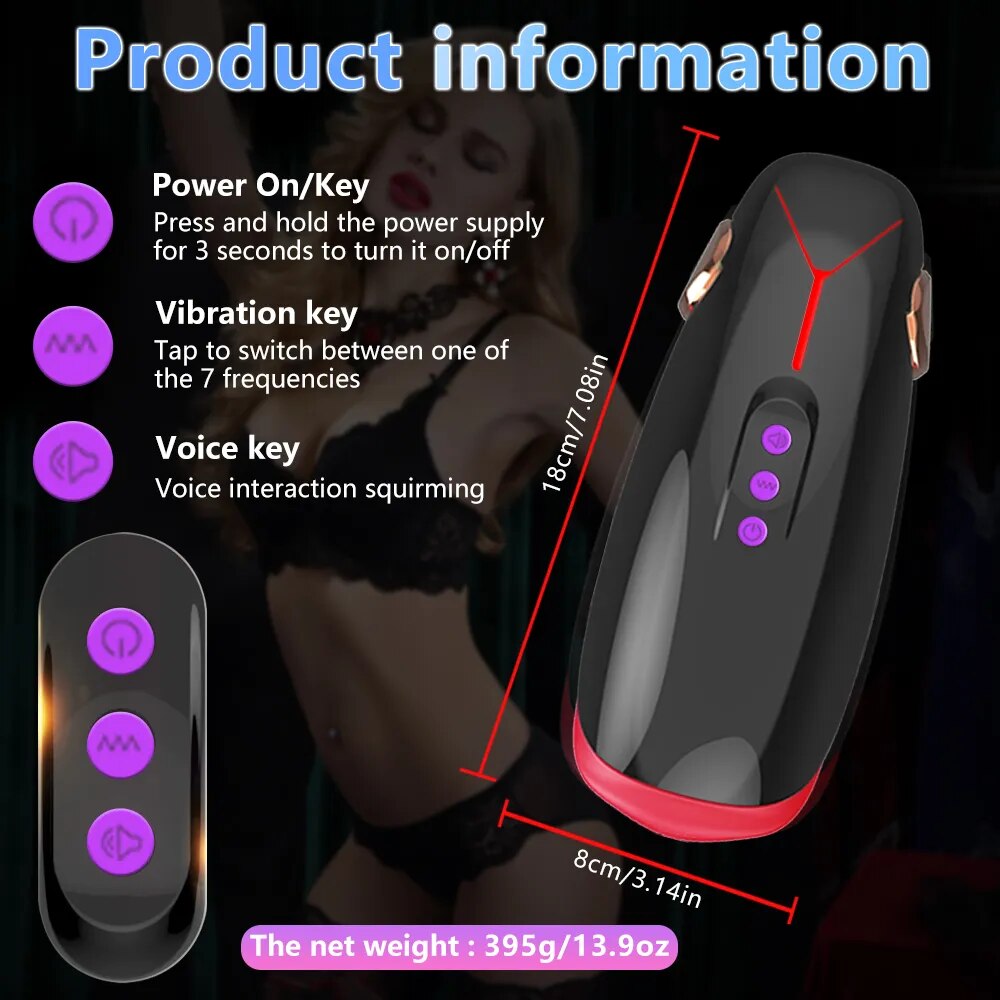 Automatic Masturbator for Men: Vibrating Deep Throat Blowjob Tongue Male Masturbation Cup Machine Sex Toys for Adult Penis
