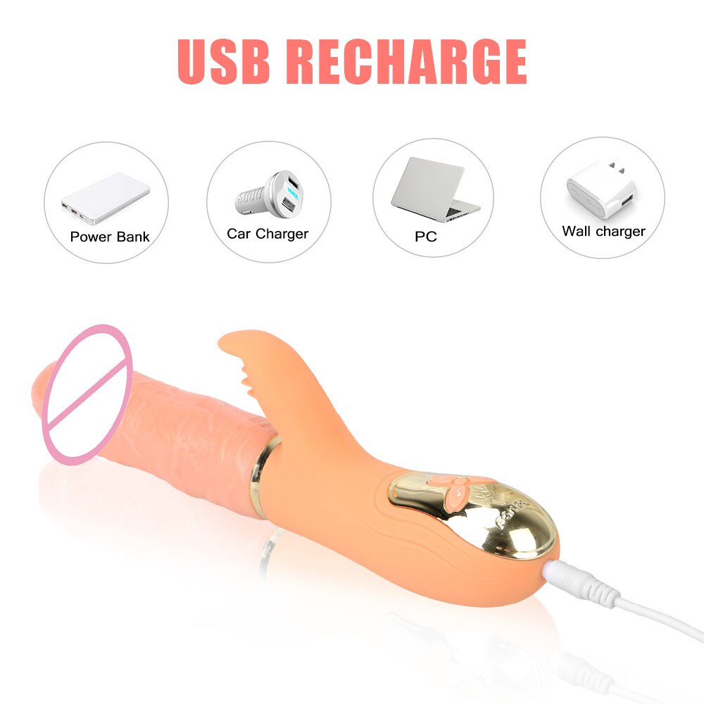 Automatic Telescopic Inflatable Heated Dildos Women Vibrator Clitoris Licking Vagina Massage Anal Plug Erotic Toys for Sex Big Penis