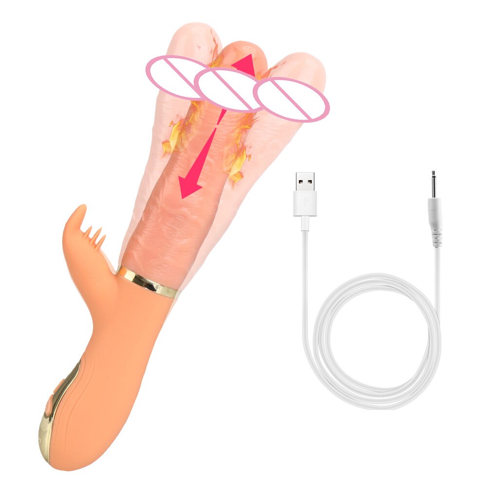 Automatic Telescopic Inflatable Heated Dildos Women Vibrator Clitoris Licking Vagina Massage Anal Plug Erotic Toys for Sex Big Penis