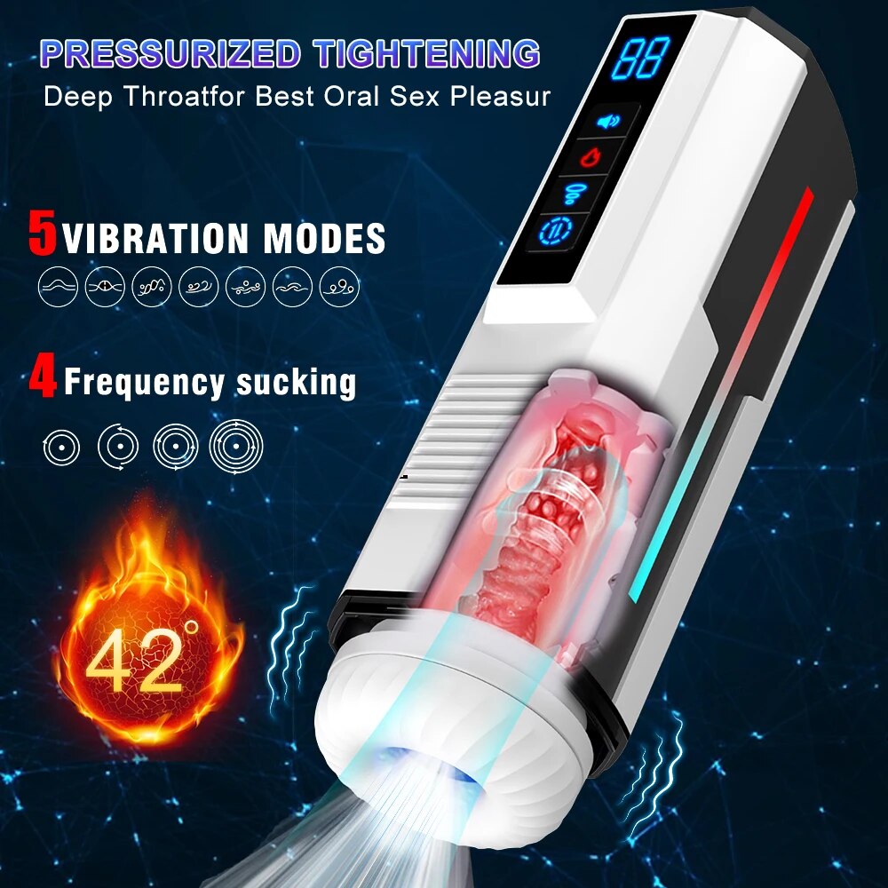 Automatic Telescopic Male Masturbator Cup Sucking Vibrating Masturbation Machine Vagina Pusssy Blowjob Adult Sex Toys for Men