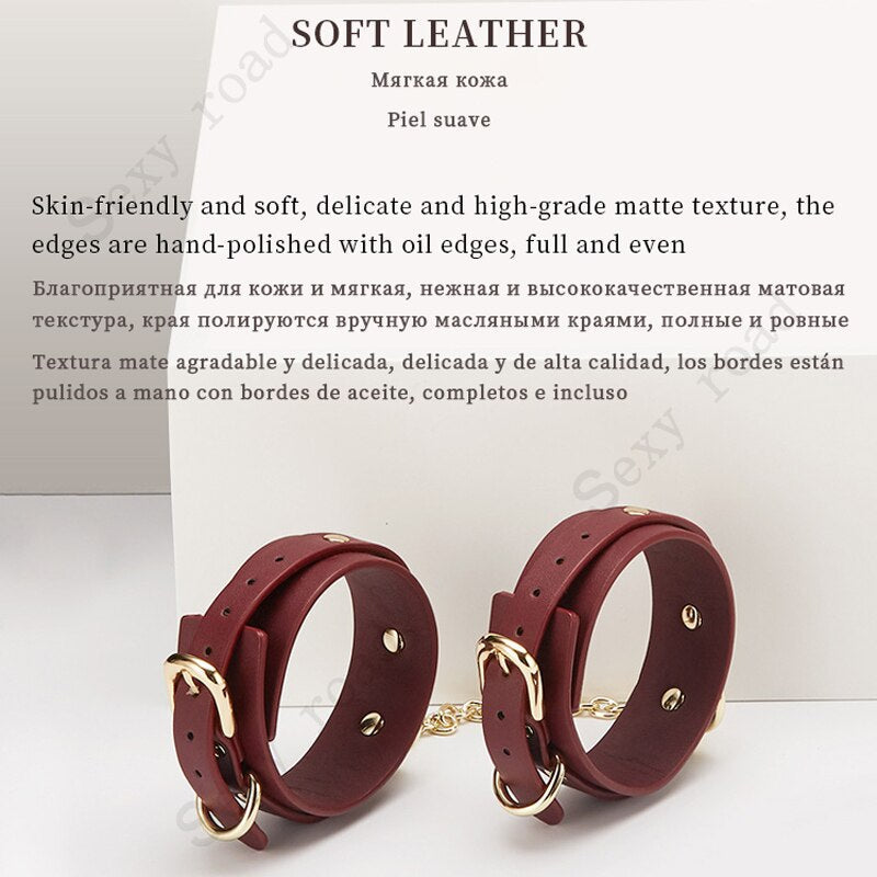 BDSM Fetish Bundle Bondage Leather Set Restraint Slave Handcuffs Collar Whip Dog Adult Game