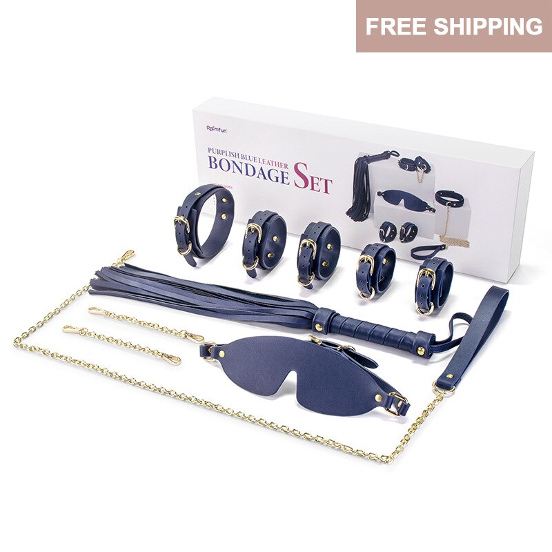 BDSM Fetish Bundle Bondage Leather Set Restraint Slave Handcuffs Collar Whip Dog Adult Game