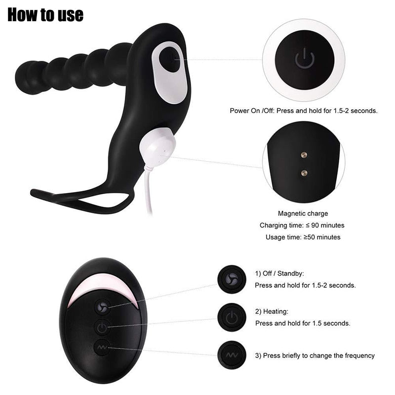 BODYPRO Male Prostate Massage Vibrator Penis Vibrator Ring Anal Plug Stimulator Butt Plug Delay Ejaculation Ring Toy for Men