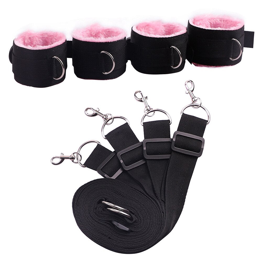 Bed Jam Sex Restraint Kit Adjustable Belt Nylon Handcuffs Ankle Cuffs Under Bed BDSM Bondage Erotic Toys Fixation Adult Game