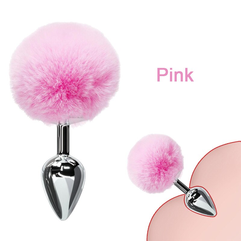 Bunny Tail Fur Butt Anal Plug Toy Stainless Steel Smooth Touch Metal Butt Plug Sex Toys for Women Men Gay Adult Sex Products