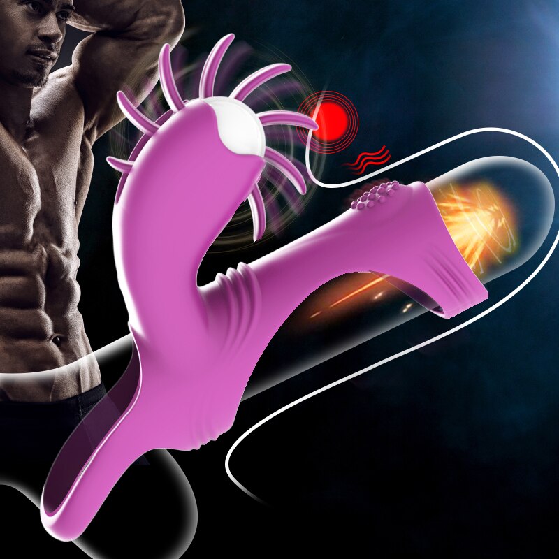 Penis Ring Cock Vibrator for Couples, Women Licking Vibrating Vaginal Clit Stimulator G-Spot Orgasm Lock Male Cockring for Men's Toys