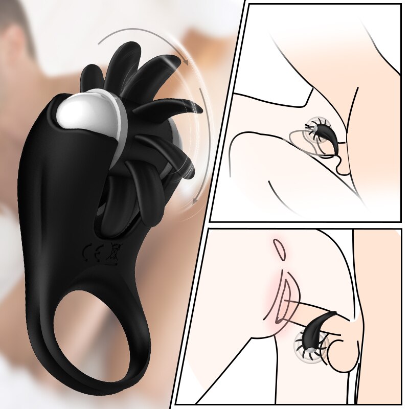 Penis Ring Cock Vibrator for Couples, Women Licking Vibrating Vaginal Clit Stimulator G-Spot Orgasm Lock Male Cockring for Men's Toys