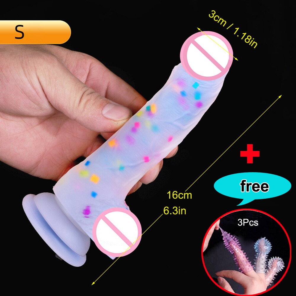 Confetti Dildo ที่สมจริงซิลิโคน Dildo.พร้อมถ้วยดูดสำหรับแฮนด์ฟรีเล่นฟรี.สมจริง Penis สำหรับสตรีและคู่